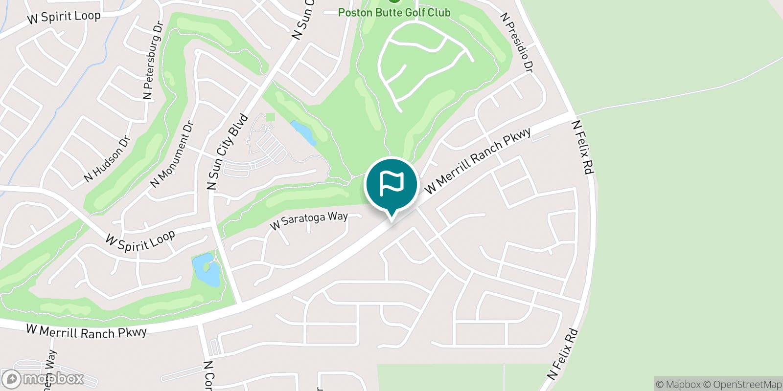 Street map of Poston Butte Golf Club and its local surroundings.