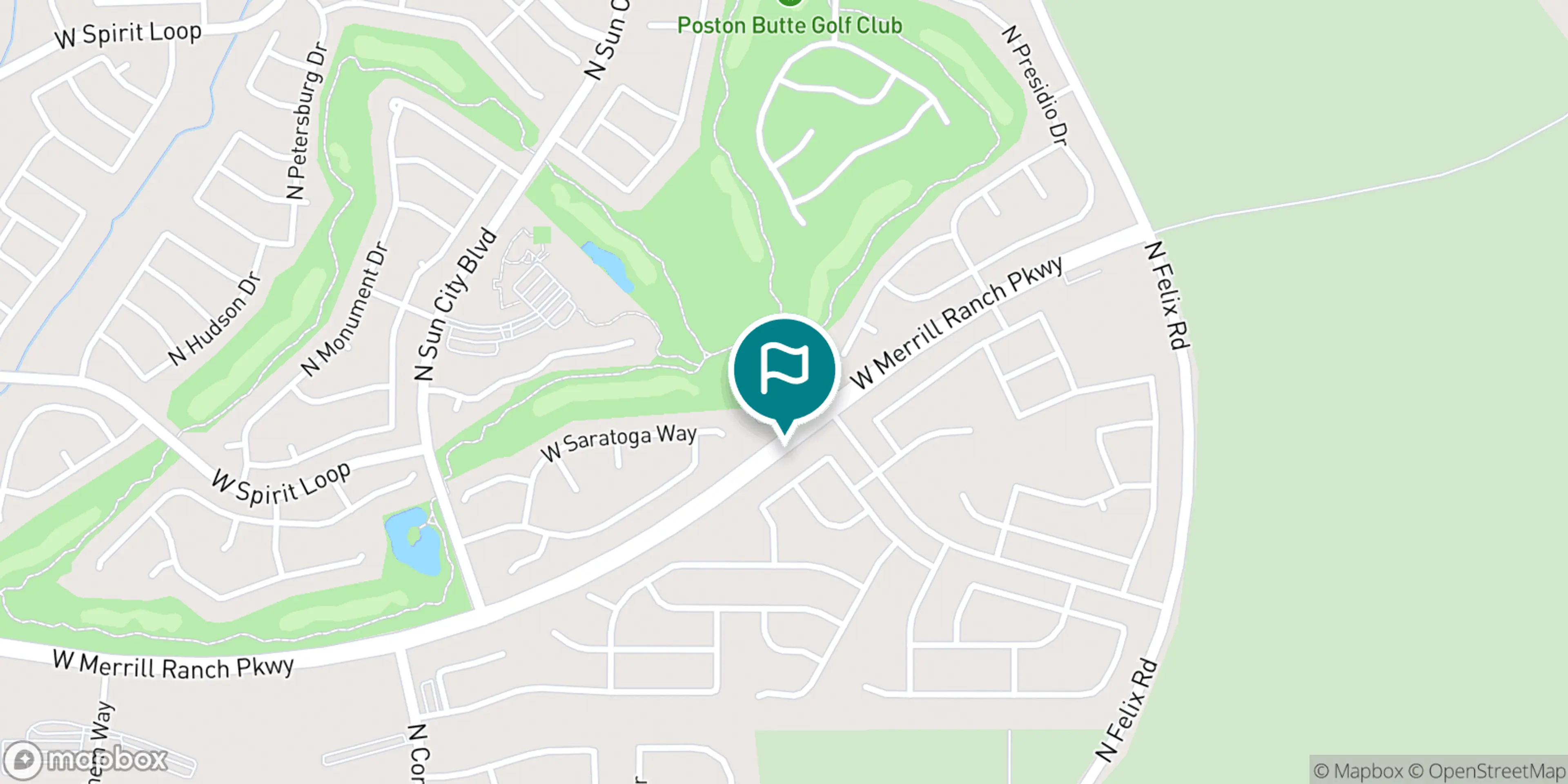 Street map of Poston Butte Golf Club and its local surroundings.