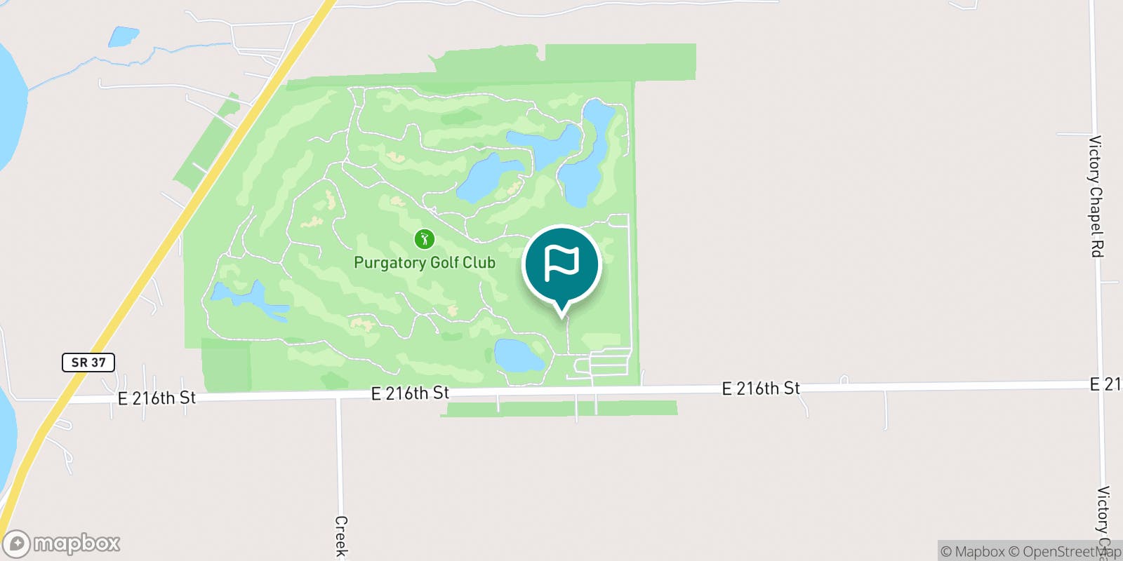 Street map of Purgatory Golf Club and its local surroundings.