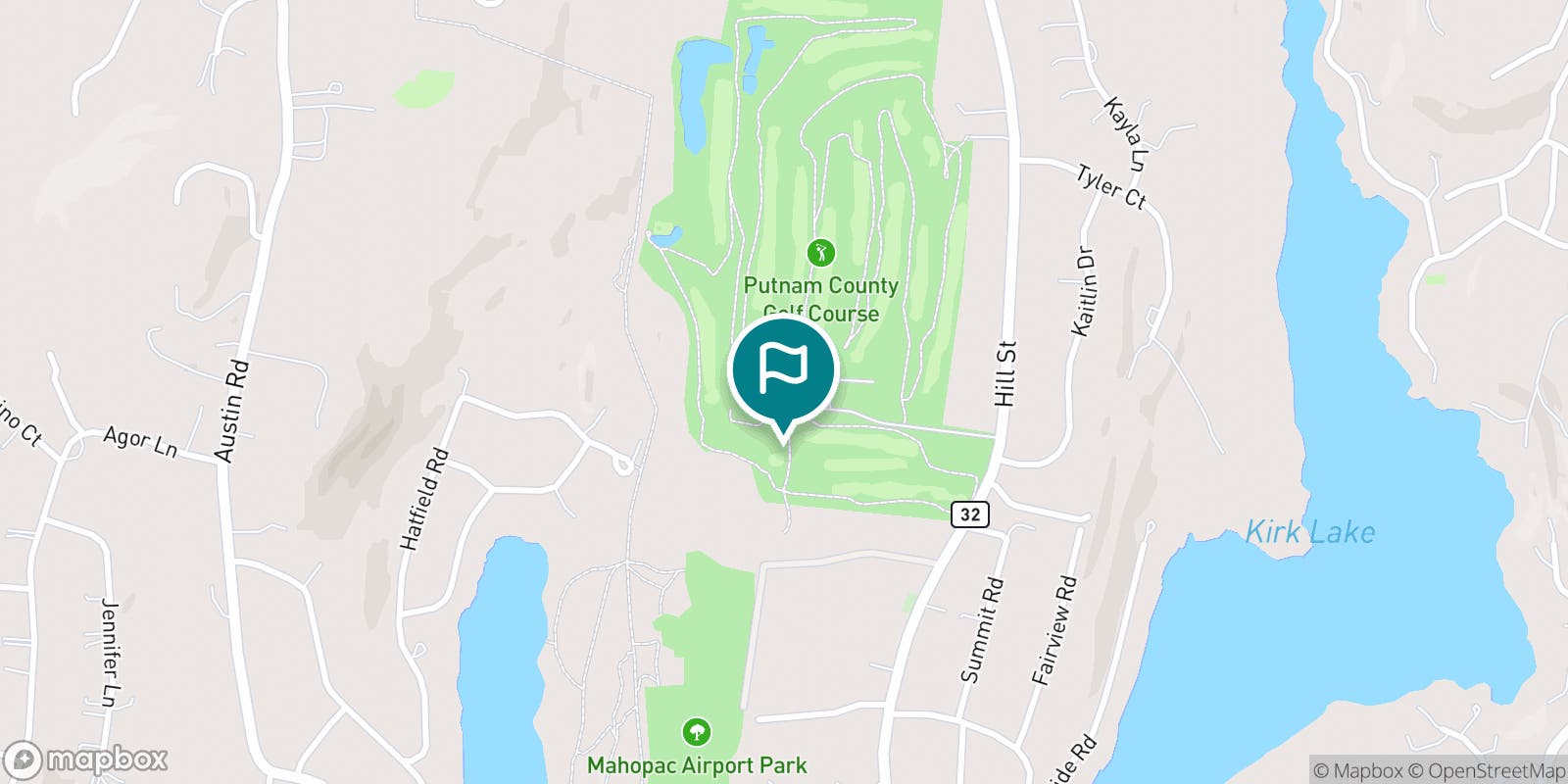 Street map of Putnam County Golf Course and its local surroundings.