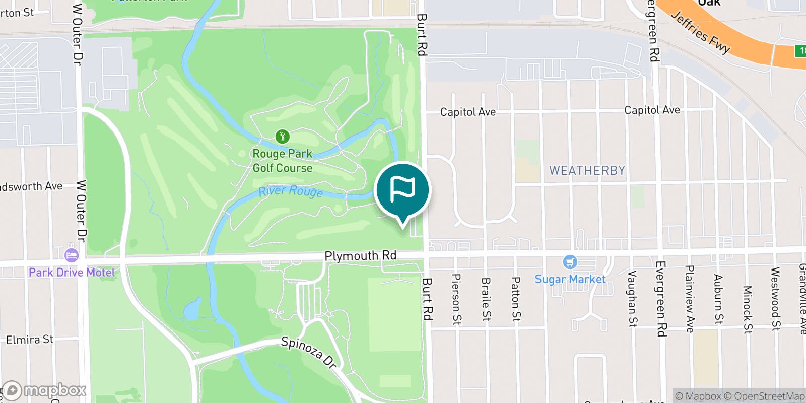 Street map of Rouge Park Golf Course and its local surroundings.