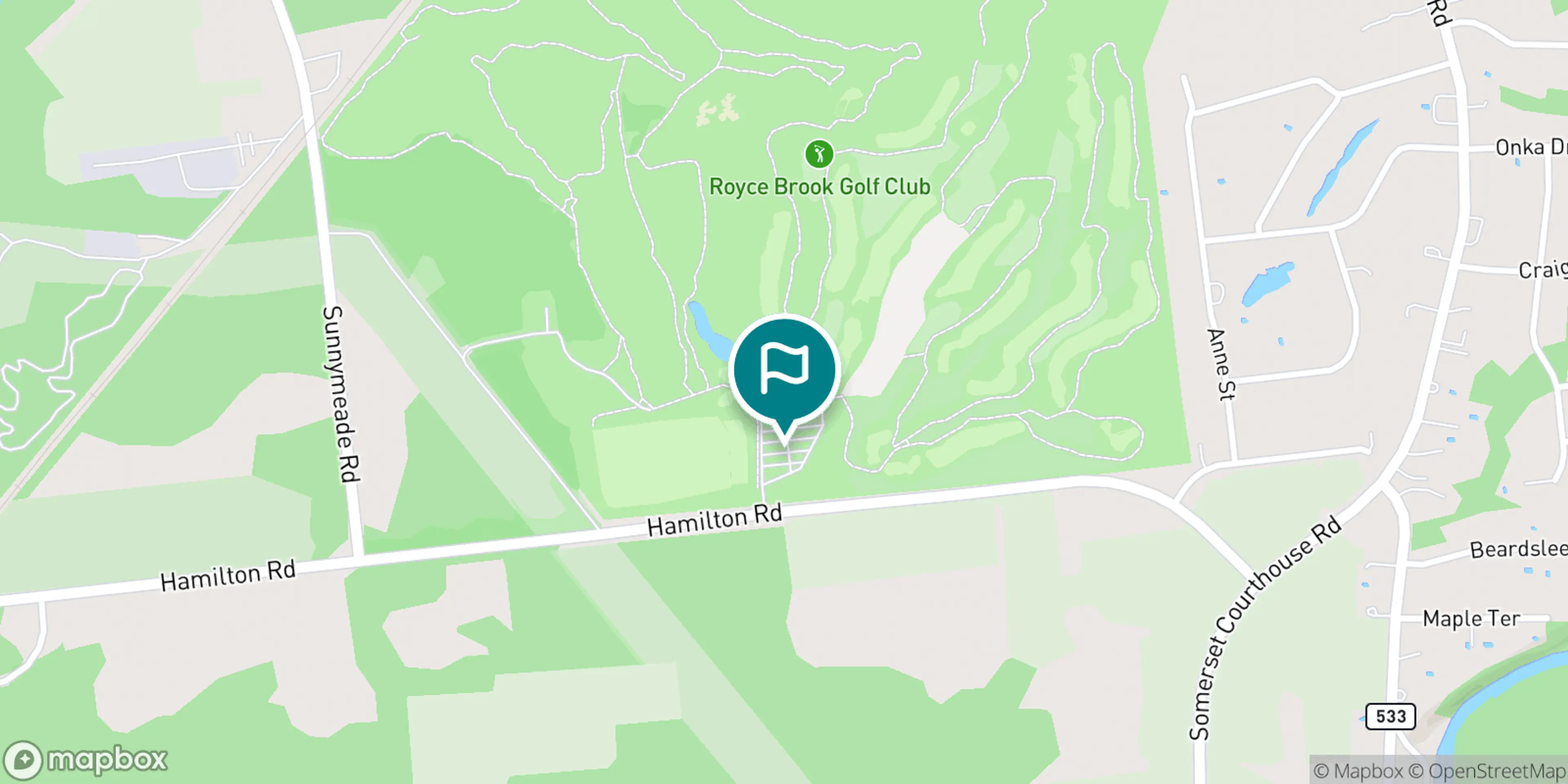 Street map of Royce Brook Golf Club and its local surroundings.