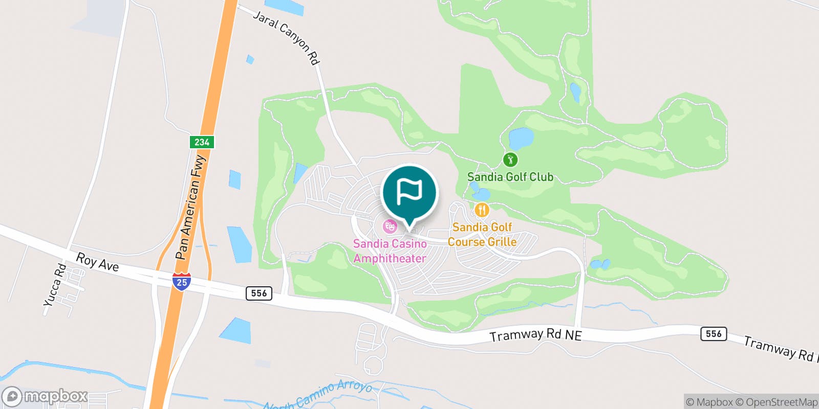 Street map of Sandia Golf Club and its local surroundings.
