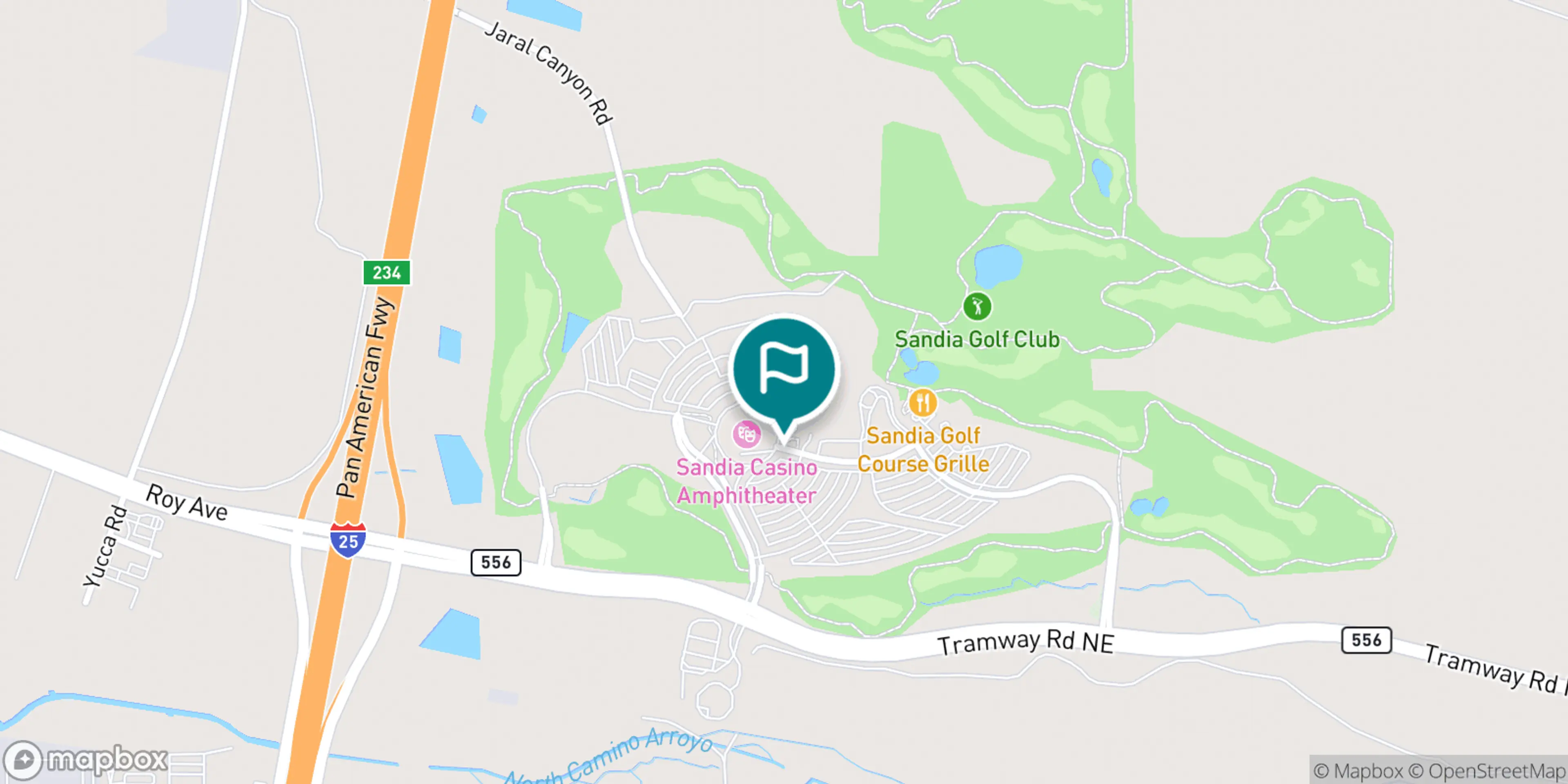 Street map of Sandia Golf Club and its local surroundings.