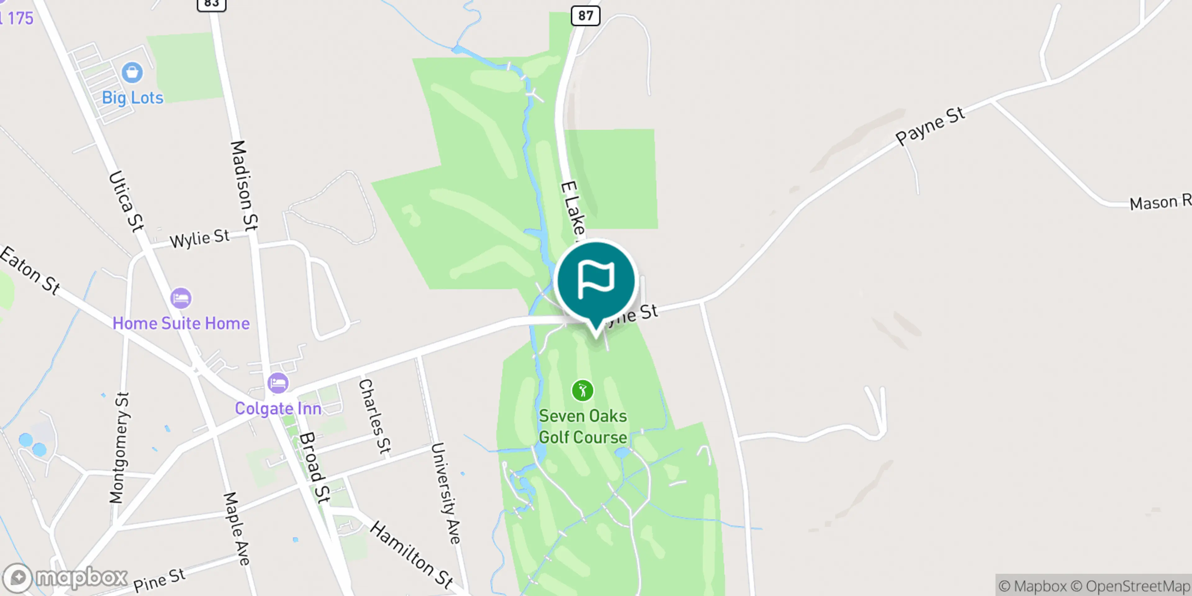 Street map of Seven Oaks Golf Club and its local surroundings.