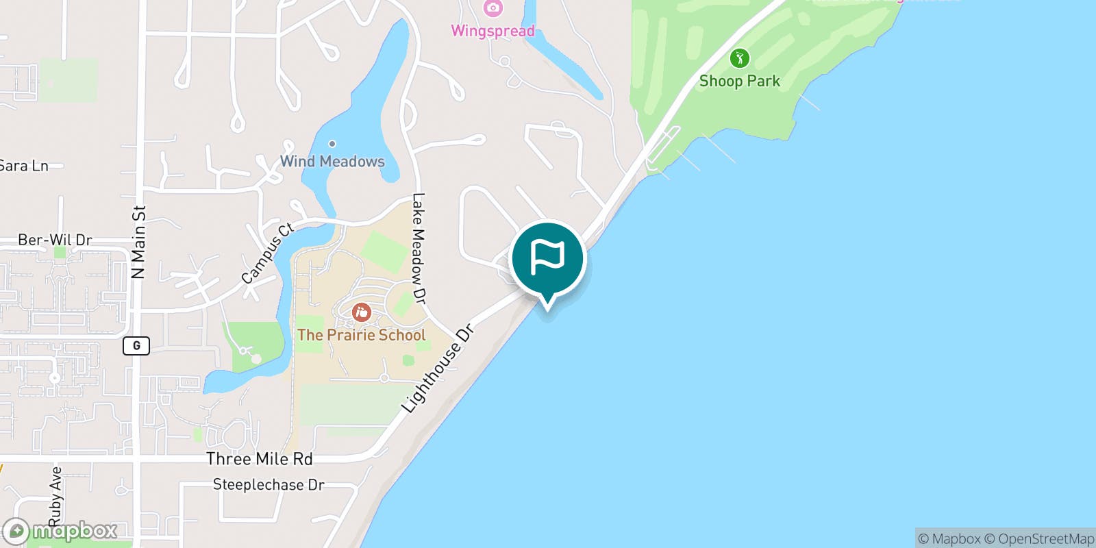 Street map of Shoop Park Golf Course and its local surroundings.