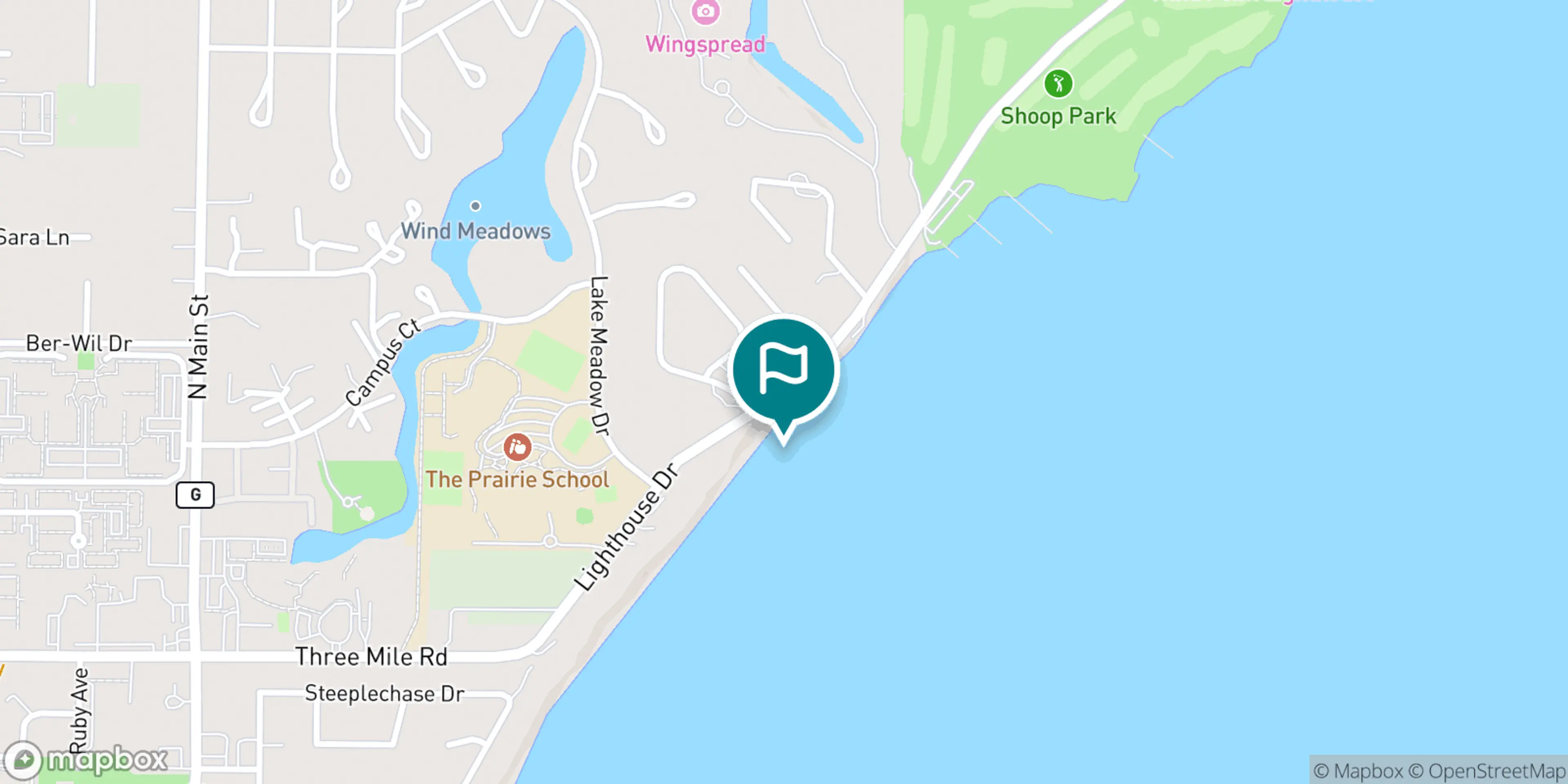Street map of Shoop Park Golf Course and its local surroundings.