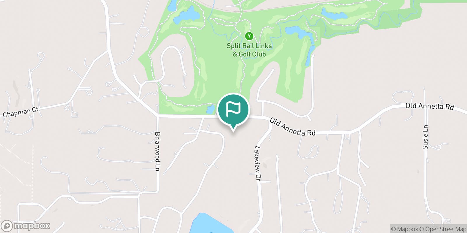 Street map of Split Rail Golf Club and its local surroundings.