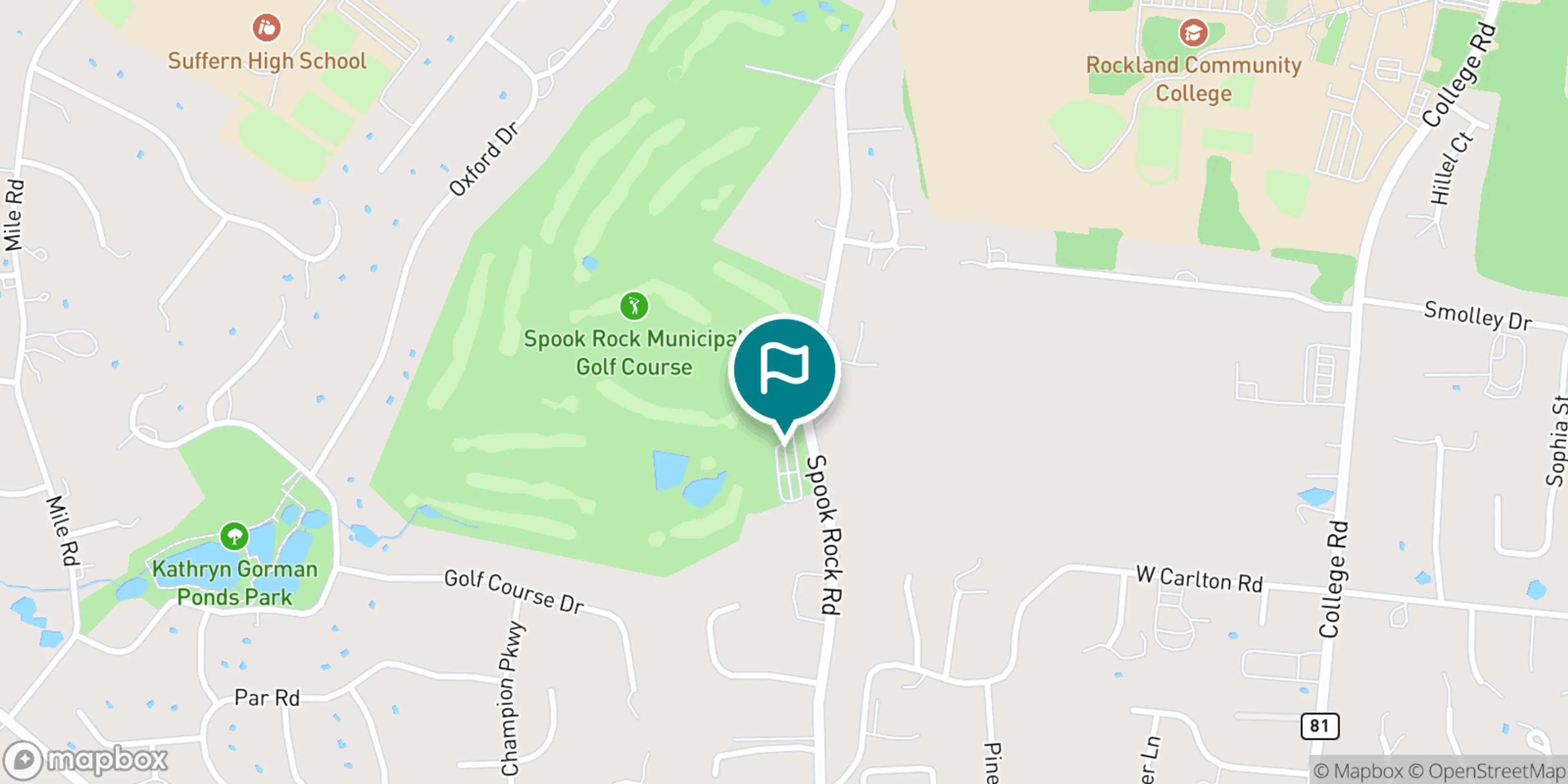 Street map of Spook Rock Golf Course and its local surroundings.