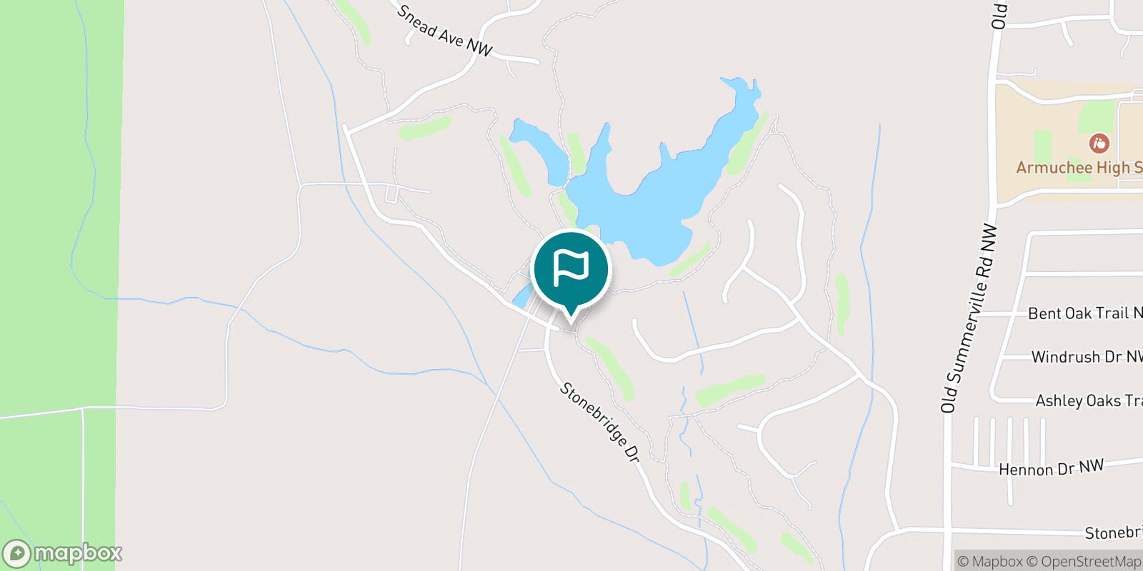 Street map of Stonebridge Golf Club and its local surroundings.