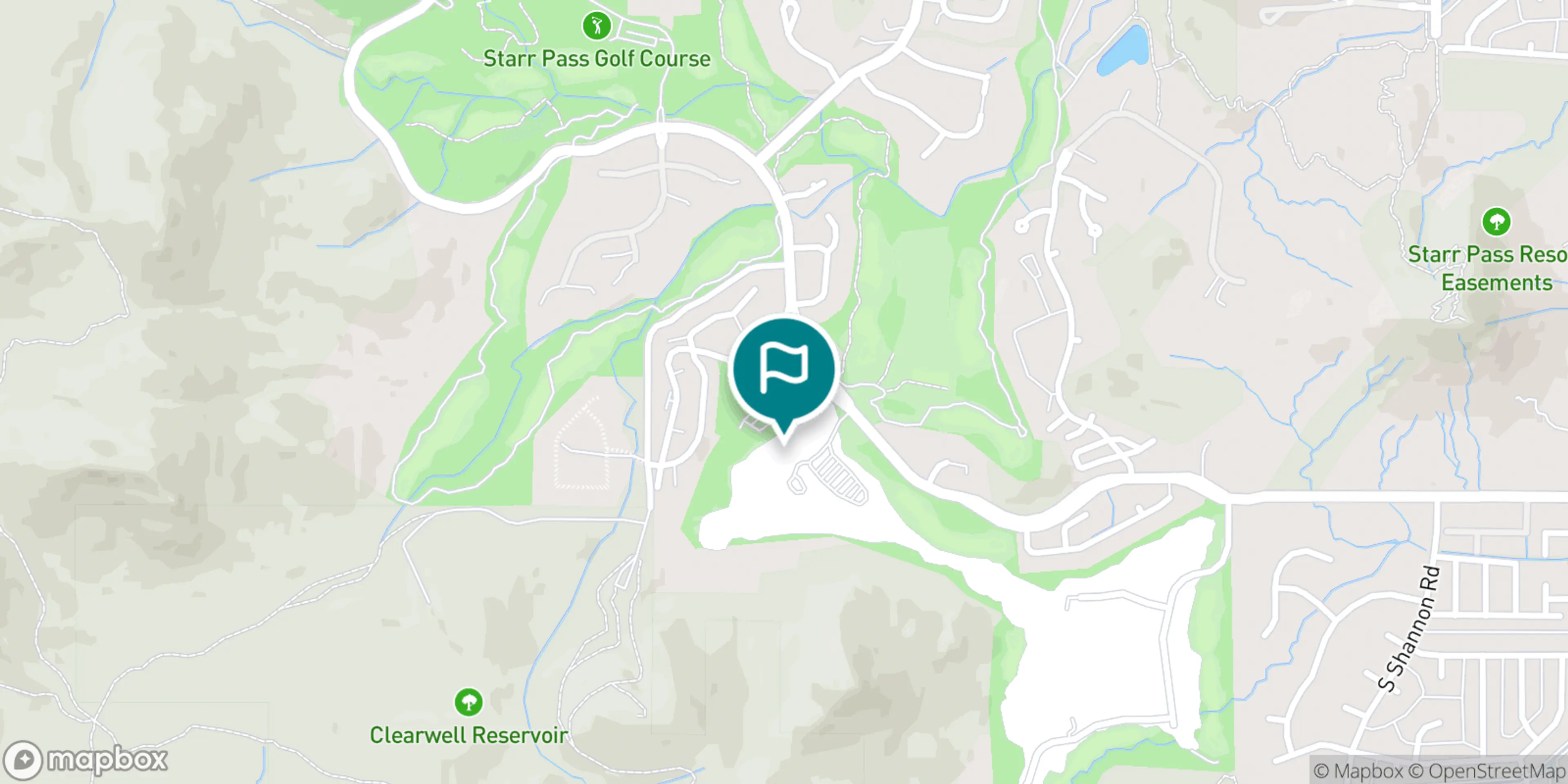 Street map of The Club at Starr Pass and its local surroundings.