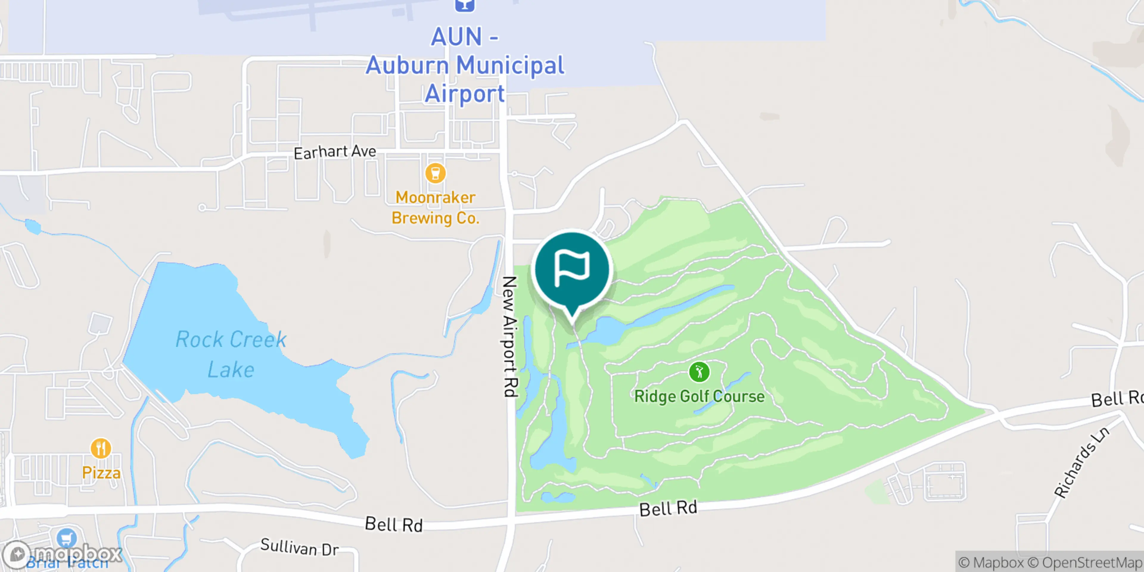Street map of The Ridge Golf and Event Center and its local surroundings.