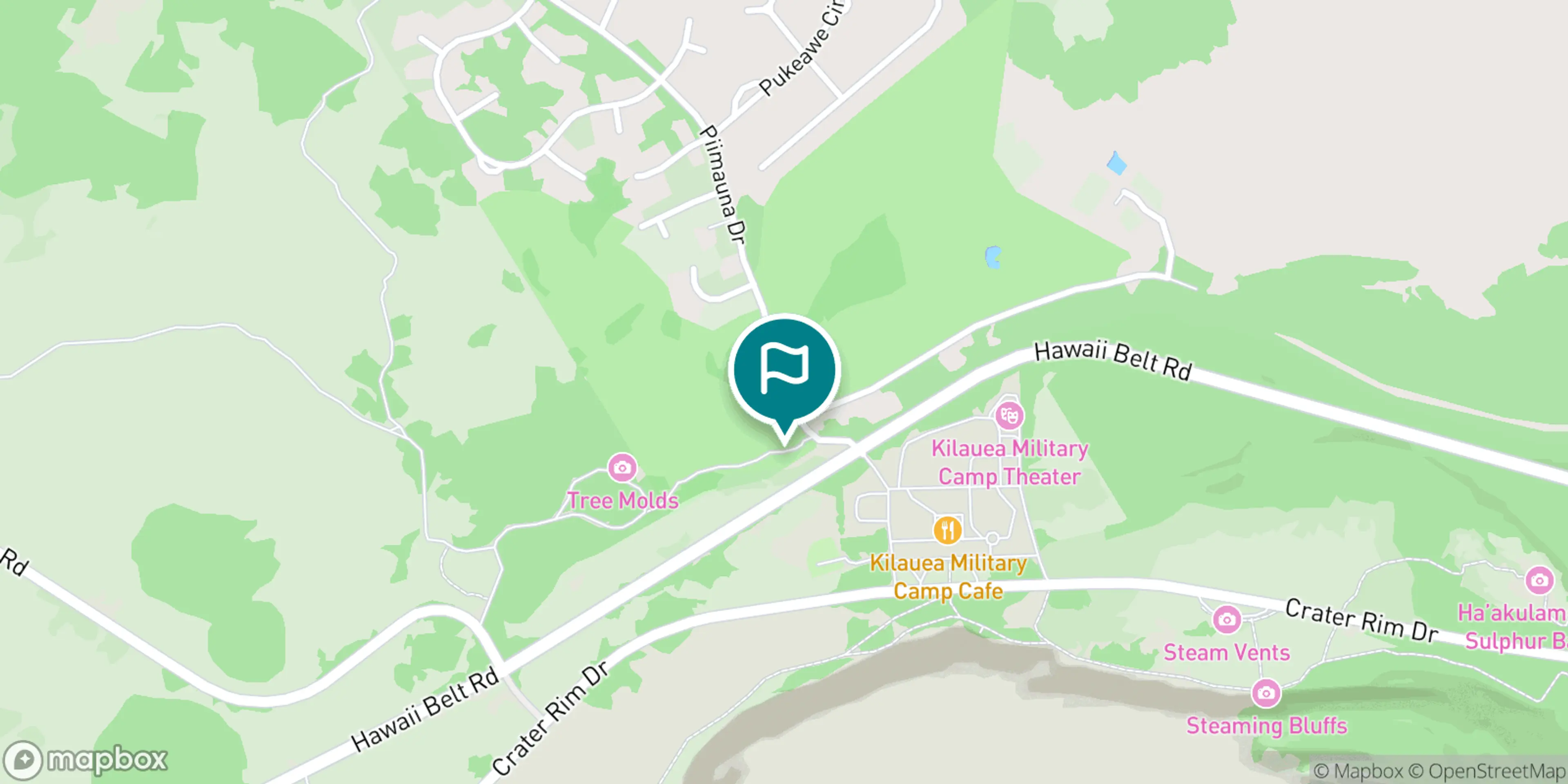 Street map of Volcano Golf Course and its local surroundings.
