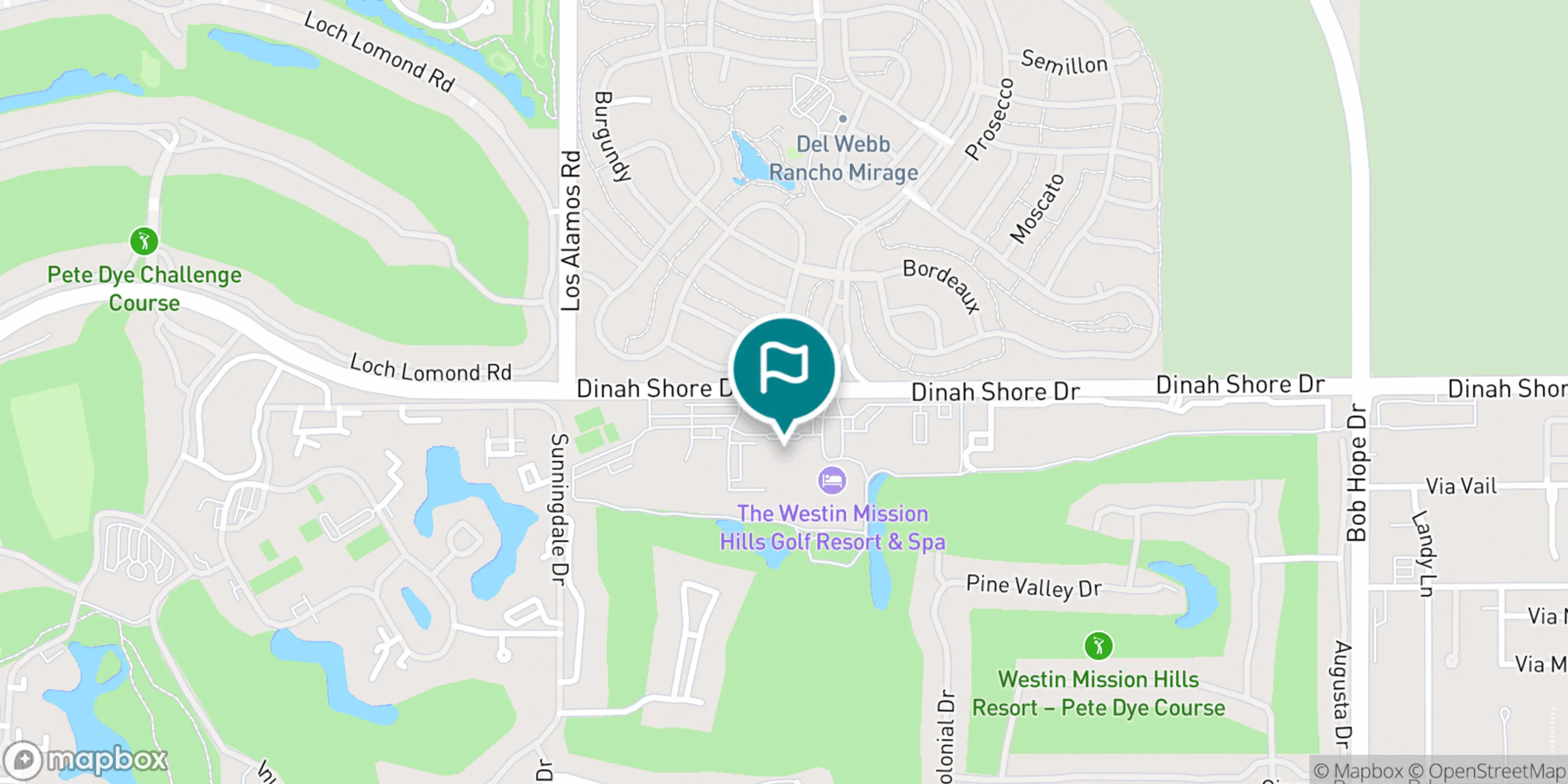Street map of Westin Rancho Mirage Golf Resort & Spa and its local surroundings.