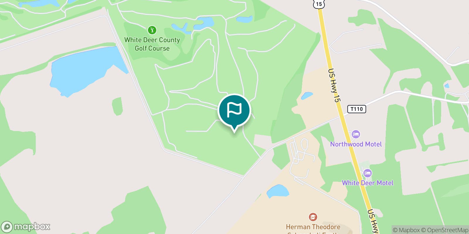Street map of White Deer Golf Course and its local surroundings.