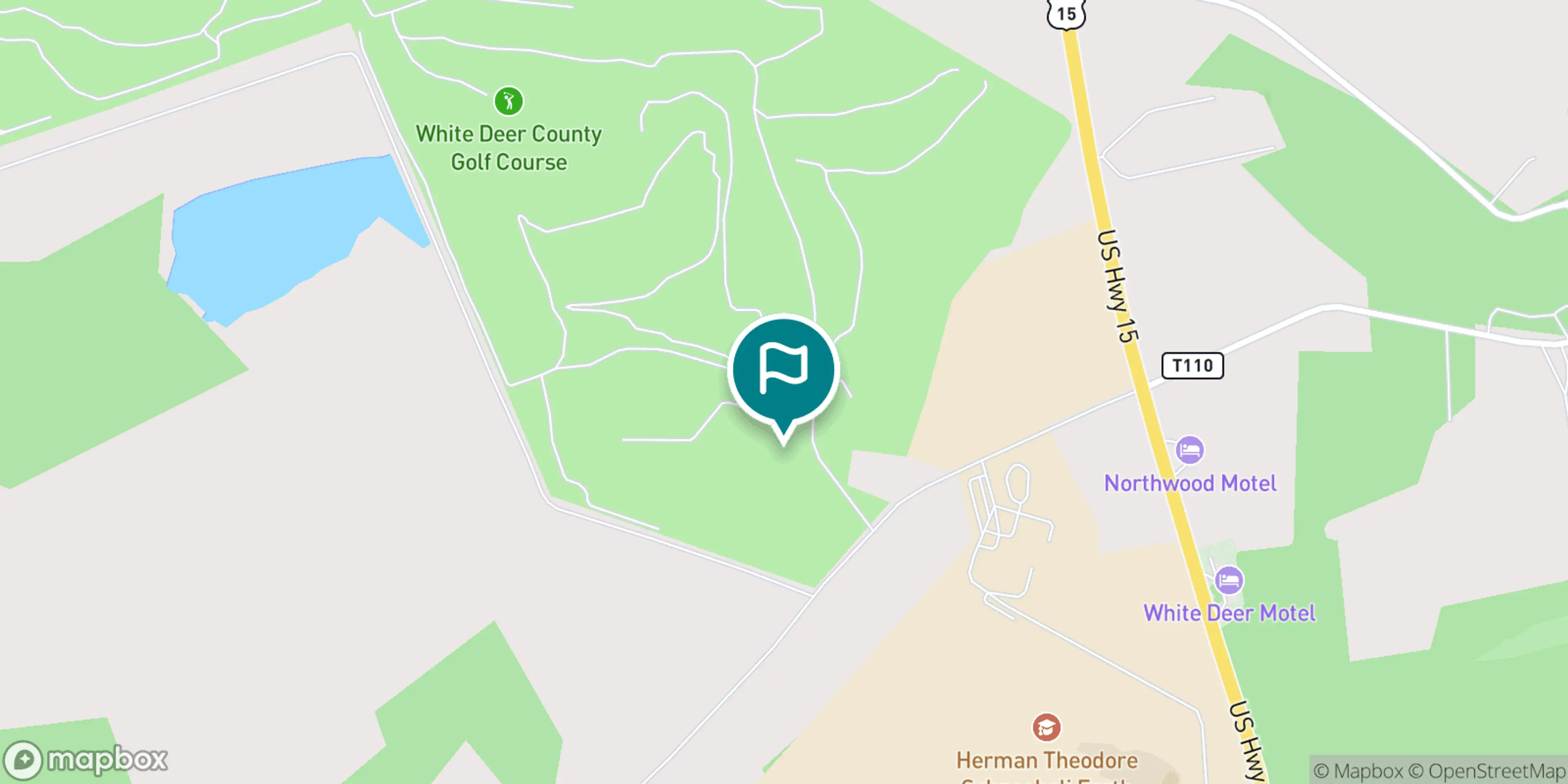 Street map of White Deer Golf Course and its local surroundings.